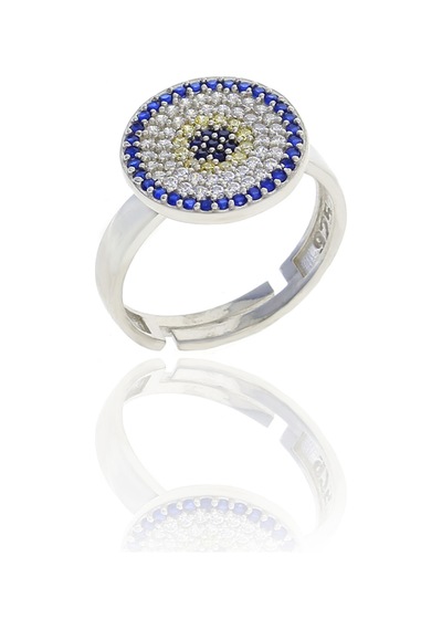 Nazar Boncuğu Tasarım Safir Zirkon Taşlı Kadın Yüzük M 201025065 Gümüş