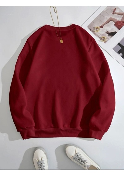 Startmore Bordo Unisex Kadın/erkek Özel Renkli Beauty Baskılı Bisiklet Yaka