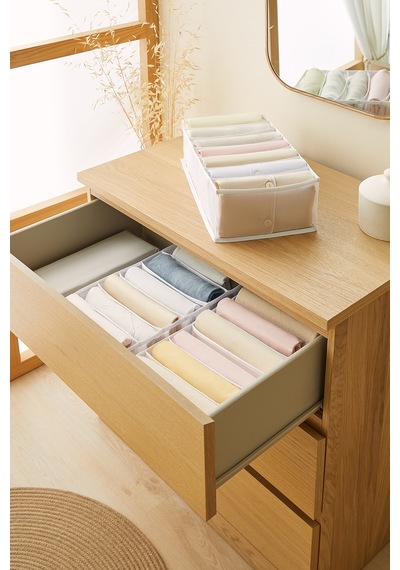 Ocean Home Textile 3'lü 7 Bölmeli Beyaz Renk File Çekmece İçi Düzenleyici Set
