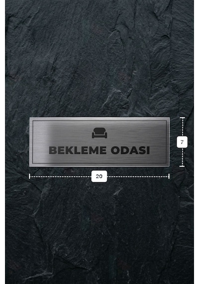 Bekleme Odası Yazılı - Metal - Gümüş Renk - Kapı İsimliği - 20x7 Cm