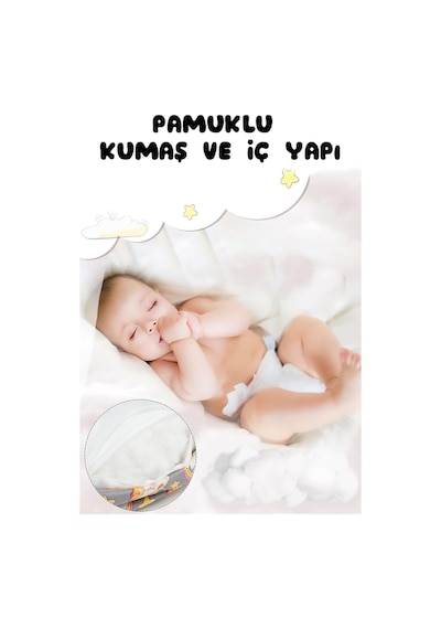 Çift Taraflı Bebek Emzirme Yastığı, Destek Minderi, Hamile Yastığı %100 Pamuklu Kumaş 001