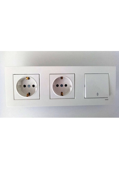 Viko Karre Beyaz 3lü Set Vavien Anahtar + Topraklı Priz + Topraklı Priz