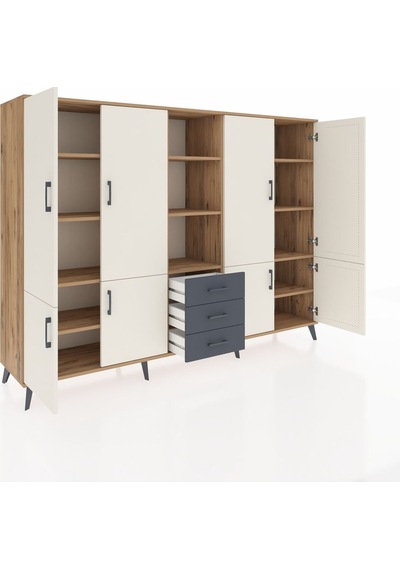 Hyperion Dolap 11 Raflı 3 Çekmeceli 8 Kapaklı 220x44x163 Çam-ayta Çam-aytaşı/antrasit Hyperion Dolap 11 Raflı 3 Çekmeceli 8 Kapaklı 220x44x163 Çam-ayta Çam-aytaşı/antrasit