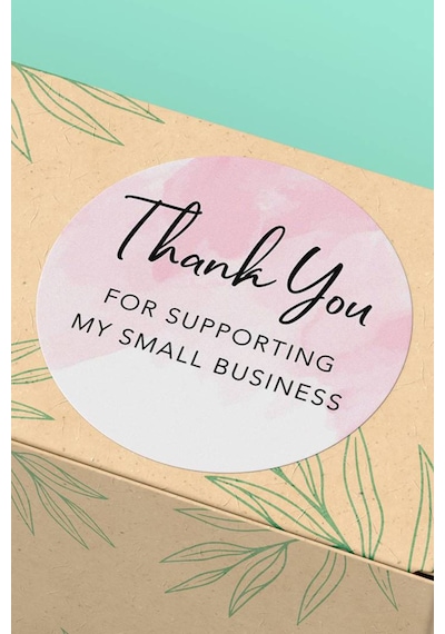 Pembe Thank You Hediye Kargo Paketleme Sticker 3x3cm St2122 Çok Renkli