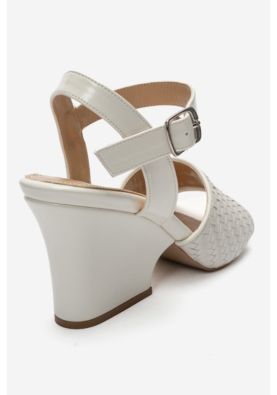 Luvi Shoes Sylvar Ekru Örgü Kadın Dolgu Topuklu Ayakkabı