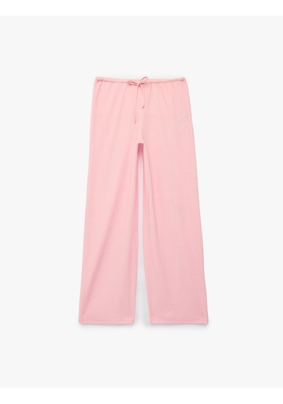 Koton Bürümcük Kumaş Beli Bağcıklı Düz Geniş Paça Pantolon Pembe 6sak40111ek Gül Koton Bürümcük Kumaş Beli Bağcıklı Düz Geniş Paça Pantolon Pembe 6sak40111ek Gül