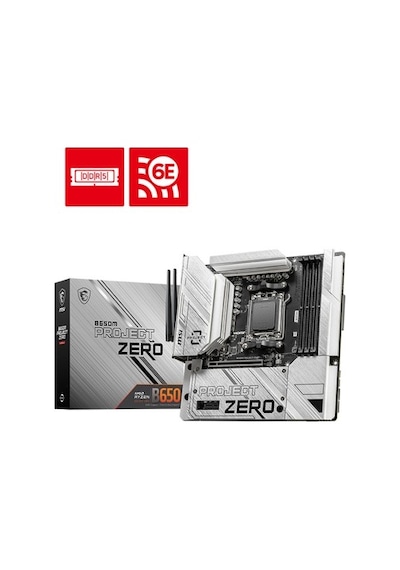 Msı Mb B650m Project Zero Am5 Ddr5 7600mhz Oc Hdmı Dp M.2 Usb3.2 2.5g Lan Wı-fı 6e