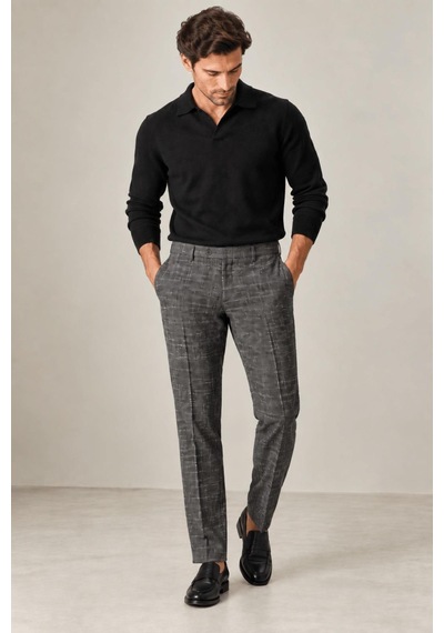Alexandergardi Dokulu Slim Fit Kumaş Pantolon Koyu Gri