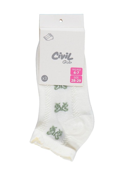 Civil Girls Kanaviçe 3'lü 2-12 Yaş Kız Çocuk Patik Çorap - Standart