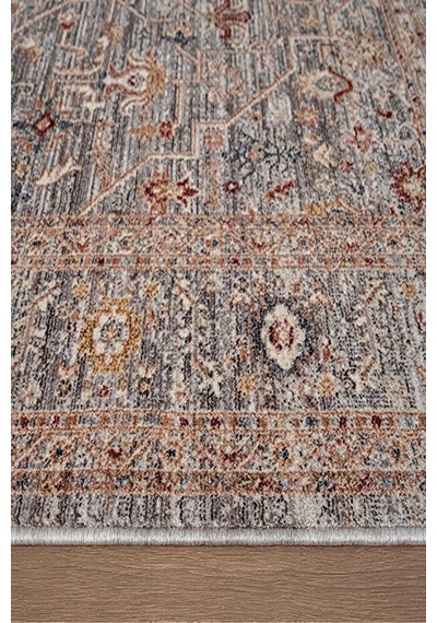 Renkli Vintage Modern Salon Koridor Yatak Ve Oturma Odası Halısı Gri