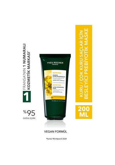 Yves Rocher Besleyici Prebiyotik Maske - Kuru Çok Kuru Saçlar / Nutrition - Vegan -200ml