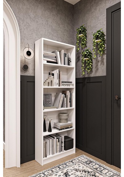 Asra Trend Beyaz K002 5 Raflı Kitaplık 56 Cm Genişlik Modern Kütüphane Dar Alan Uyumlu%100 Mdflam Dekoratif Raf Ünitesi Çok Renkli Asra Trend Beyaz K002 5 Raflı Kitaplık 56 Cm Genişlik Modern Kütüphane Dar Alan Uyumlu%100 Mdflam Dekoratif Raf Ünitesi Çok Renkli