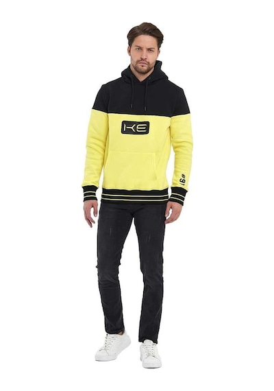 Adams Sarı/siyah Kapüşonlu 3 İplik Baskılı Kanguru Cepli Sweatshirt Sarı