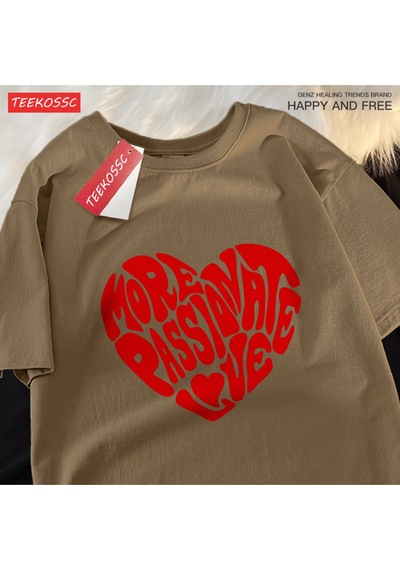 Startmore Y2k Vintage Tişört Tee Daha Tutkulu Aşk Baskı Kahverengi