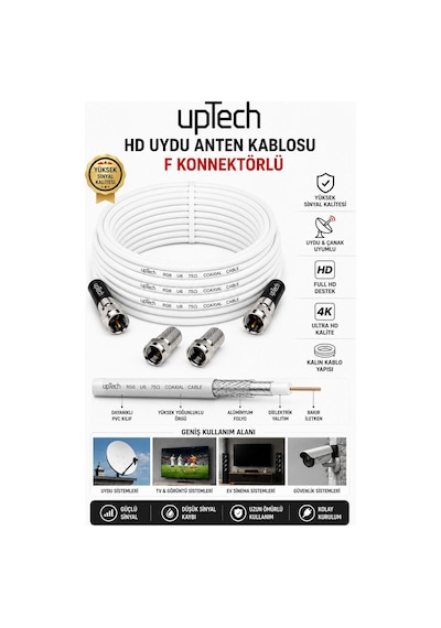 Uptech Hd Uydu Anten Kablosu 3 Metre F Konnektörlü Full Hd 4k Tv Kablosu