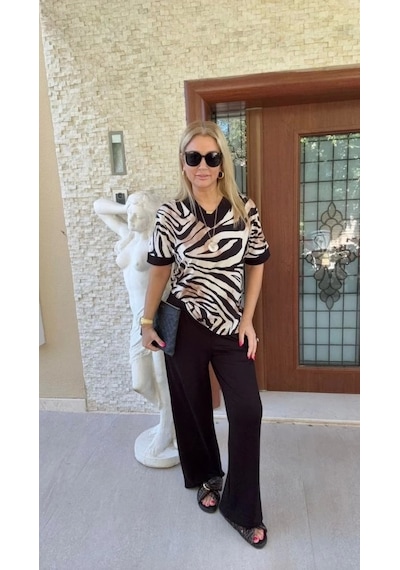 Defymoda Kadın Zebra Desenli Ikili Takım Zebra Defymoda Kadın Zebra Desenli Ikili Takım Zebra