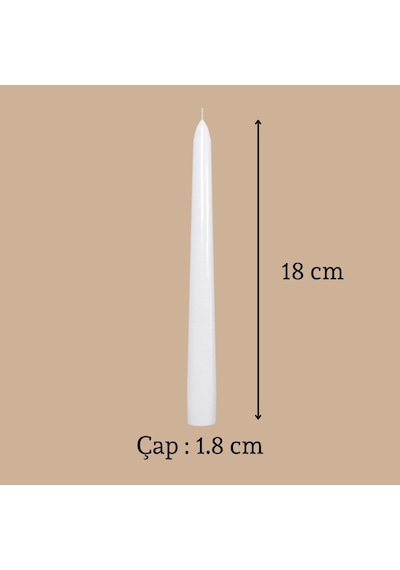 6 Lı Kısa Beyaz Konik Şamdan Mum Yükseklik 18 Cm Beyaz
