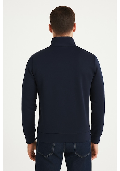 We&me Regular Fit Yarım Fermuarlı Dik Yaka Basic Sweatshirt Lacivert