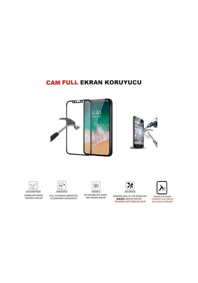 Apple Uyumlu   iPhone 13 Pro Max Temperli Cam Full Ekran Koruyucu Siyah