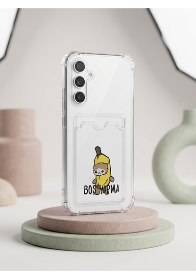 Hepsi Samsung Galaxy Uyumlu A54 Boş Yapma Muz Detaylı Kart Bölmeli Şeffaf Telefon Kılıfı Najmaddin Çok Renkli