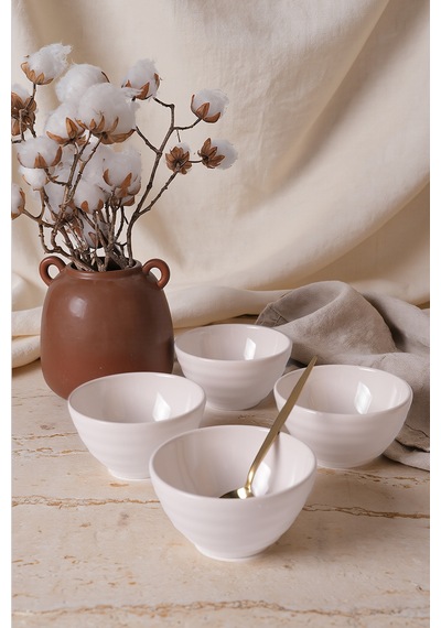 Keramika Beyaz Escargot Kase 14 Cm 4 Adet 006