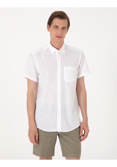 Pierre Cardin Erkek Beyaz Gömlek Kısa Kollu 50303287-vr013 Beyaz