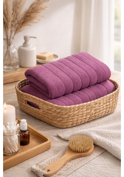 Violeta Model 2'li Banyo Havlu Seti Mürdüm
