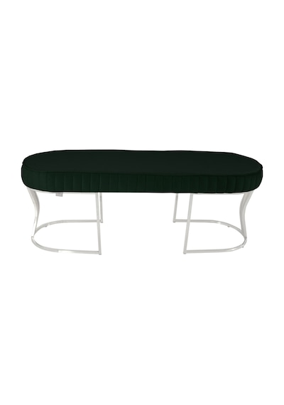 Viego Silver Striped- Yeşil Kapitoneli Chester Model Puf & Bench & Koltuk & Uzun Makyaj Puff & Yatak Ucu &önü
