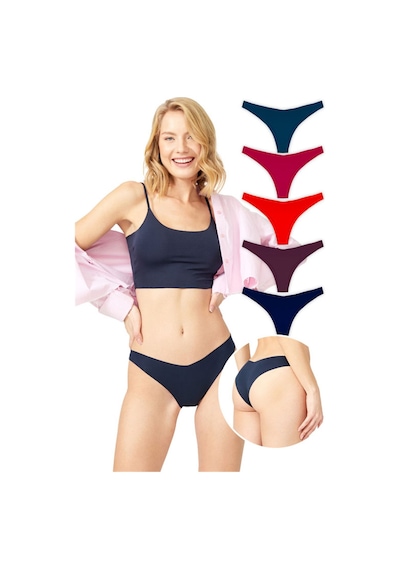 Cottonhill Basic İz Yapmayan Lazer Kesim Brezilya Külot 5'li Paket - 2 Renkli-12 Çok Renkli
