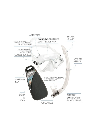 Parumarin Cressi Ocean Vip Maske Şnorkel Seti Aquamarine