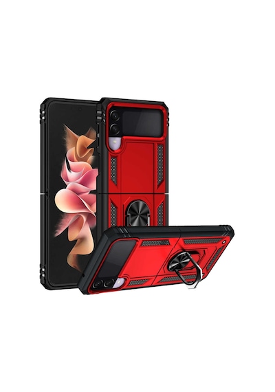 Galaxy Z Flip 3 Kilif Zore Vega Yüzüklü Standli Zirh Kilif 526699717