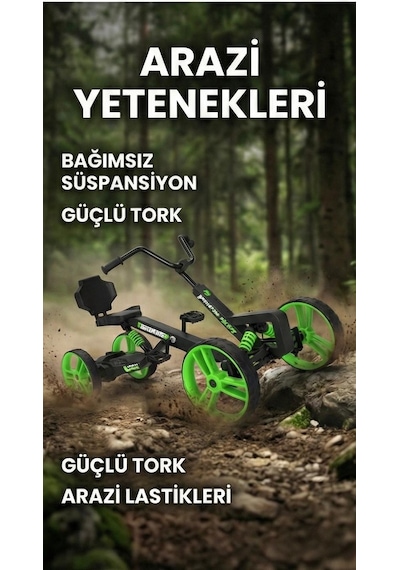 Elektrikli Pedal Go-kart Siyah - Yeşil
