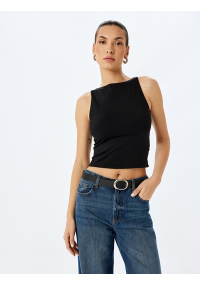 Koton Slim Fit Kayık Yaka Kolsuz Tişört Siyah 5sak10001ek Siyah