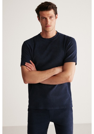 Grımelange Javed Erkek Havlu Regular Lacivert T-shirt