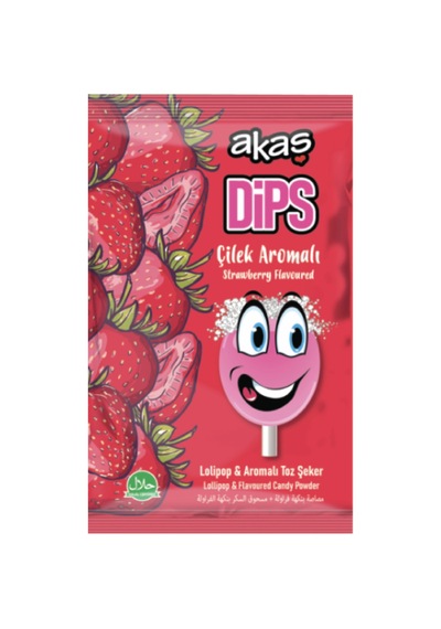 Çilek Aromalı Toz Şekerli Dips Lolipop Paket 36 Adet