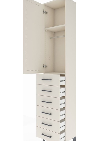 Arges Dolap 2 Raflı 6 Çekmeceli Tek Askılı 44x30x221 Aytaşı-a... Aytaşı