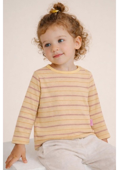 Breeze Kız Bebek Uzun Kollu Tişört Patlı Renkli Çizgili 9 Ay-3 Yaş, Krem Krem