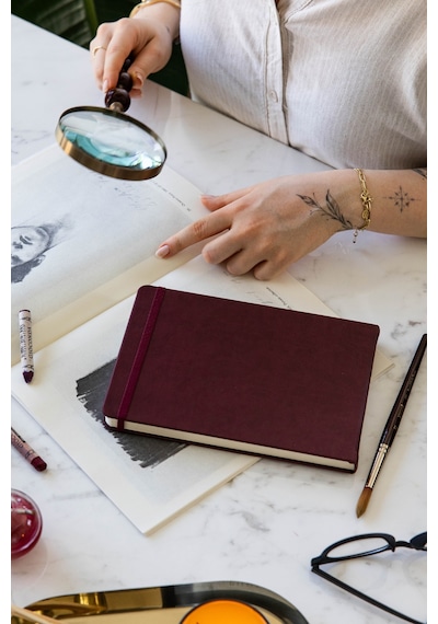 21x15 Cm Sert Kapak 80 Yaprak 140 Gr. Eskiz Defteri - Sketch Book - Bordo