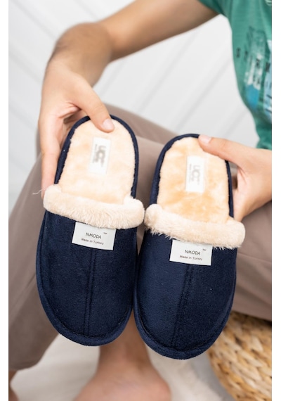 Stwenn 2'li Karma Erkek Kadın Avantajlı Paket Peluş Ev Terliği Kapalı Burun Arkası Açık Sıcak Rahat Panduf 2 Li Ucc Terlik