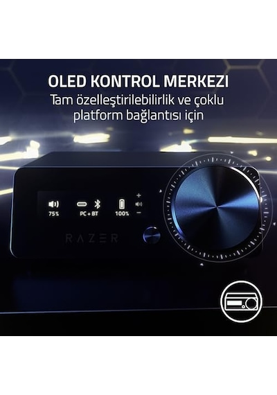 Kraken V4 Pro - Kontrol Hub'lı Kablosuz Oyun Kulaklığı - Sensa Hd Haptikler Oled Kontrol Hub'ı, Triforce 40mm Sür