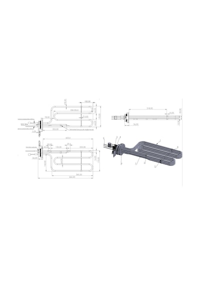 Crystal Makarna Haşlama Isıtıcı Rezistans 3x3500w Trifaze İncolay800 R4029-1p
