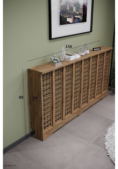 Petek Kaplama Modern Radyatör Kapatma Ünitesi Ön Panel Mdf Tasarım İç Ölçü 156 Cm Dış Ölçü 160 Cm Petek 156 Çam D1