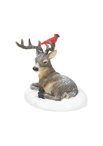 Department 56 Köy Koleksiyonları İçin Aksesuarlar Kardinal Ve Noel Geyiği Heykelcik, 5,375 Cm, Çok Renkli