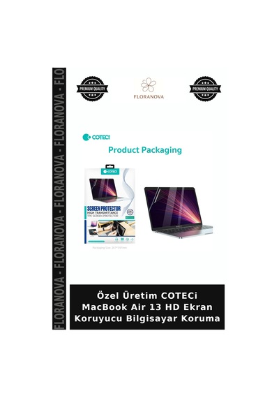 Özel Üretim Coteci Macbook Air 13 Hd Ekran Koruyucu Bilgisayar Koruma