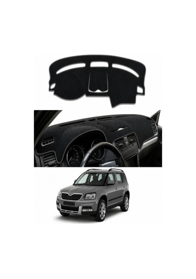 Skoda - Yeti 2009-2017 Uyumlu Torpido Koruma Kılıfı - Gri Şeritli