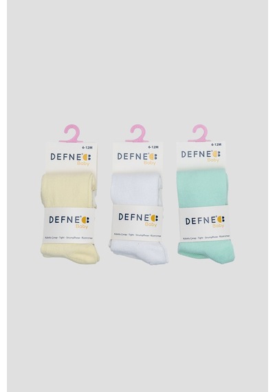 Defne Baby 3 Adet Jakar Desenli Pamuklu Kız Bebek Ve Çocuk Külotlu Çorap Beyaz