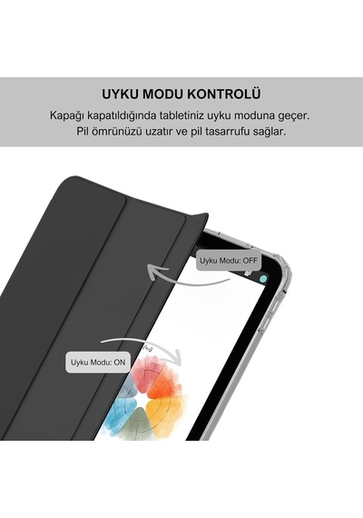 Klasse Apple İpad Air 5 / Air 4 10.9 İnç Uyumlu Smart Kılıf, Apple Pencil Kalemlikli, Trifold, Esnek, Mat, Darbeye Tam Dayanıklı Tablet Kılıfı Siyah