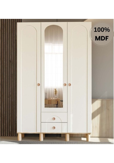 Papatya 3 Kapak Mdf Ayaklı Tasarım Gardırop Aytaşı