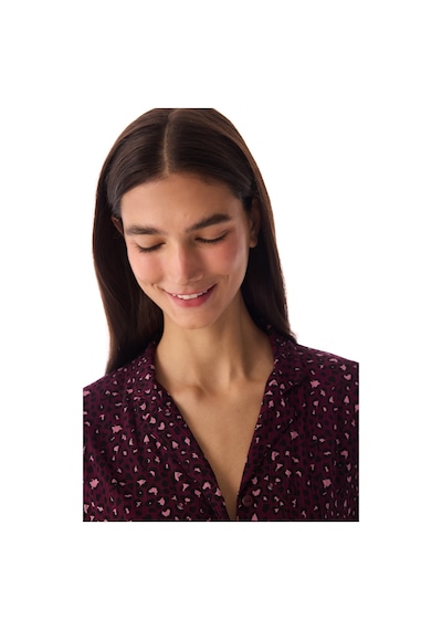 Penti Bordo Leopard Rib Gömlek Pantolon Pijama Takımı