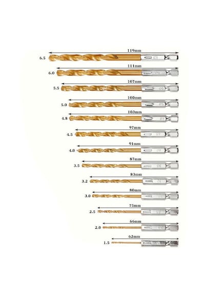 Rekotools-1/4'' Bits Saplı Tin Kaplı Hss Matkap Ucu Seti 13 Parça
